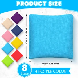 32 Pack Bean Bags Toss for Kids Cornhole Bean Bags Colorful Bean Bags for Tossing Canvas Toss Bags Hand Toy Toss Games Weights for Outdoor Yard Games, Assorted Colors (Fresh Colors,3.15 x 3.15 Inch)
