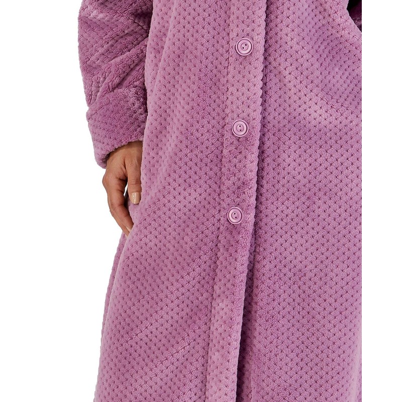 Slenderella Ladies Button Up Dressing Gown Super Soft Waffle Fleece
