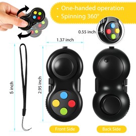 2 Pieces Fidget Pad Sensory Fidgets Controller Pad Handheld Fidget Game Pad Sensory Educational Toy for ADHD ADD OCD Autism Anxiety Stress Relief (Starry Purple and Black Style)