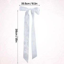 BOXOB The Bride Hot Stamping Bow Hair Clip, White Organza Bridal Hair Accessories for Bachelorette Party, Bridal Shower, Wedding, Bridesmaid Gift, Engagement Accessory, Bride-to-Be Favors Supplies
