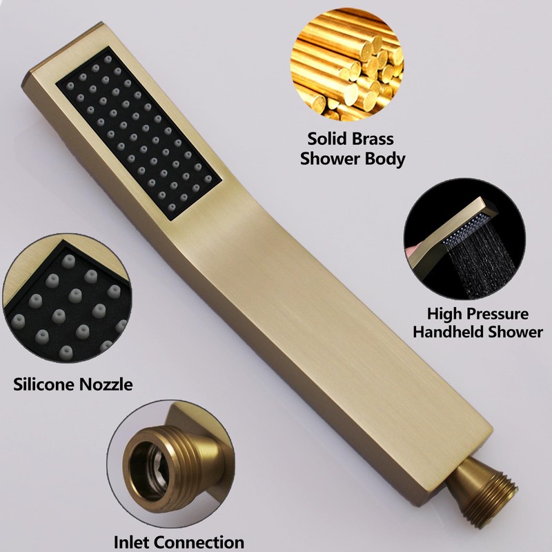 WHSHOWER Hand Held Shower Head Combo Set Square Shower Wand