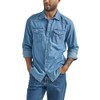 Wrangler Wrangler Men's Iconic Denim Regular Fit Snap Shirt Button,