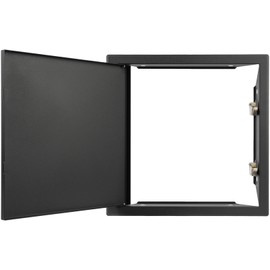 12" x 12" Inch Galvanized Steel Access Panel Door with Click Open/Close Mechanism, for Indoor Use, Opening Flap Cover Plate Latch, Black Inspection Hatch, Anthracite Polymer Coating