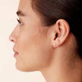 PAVOI 925 Sterling Silver Huggie Half Hoop Earrings | Hypoallergenic Minimalist Tiny Cartilage Earring (Star, Rose Plated)