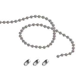 #10 Stainless Steel Bead Chain for Blinds - 1.2M (47inch) Replacement Chain for Roller Shades & Vertical Blinds - Includes 3 Metal Connectors - Rust-Resistant & Durable