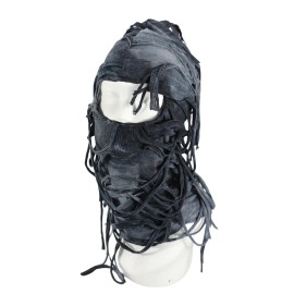 New Foreign Trade Colorful Ripped Spandex/Polyester Balaclava Hat Unisex Lightweight Neck-protecting Face Mask Hip-hop QuirkyColor: Black and gray