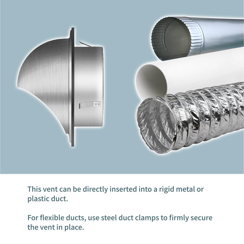 Insvrecho 4-Inch Round Dryer Vent Covers Outdoor, Stainless Steel exhaust