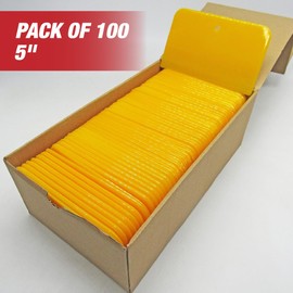 LAUCO Auto Body Filler Spreaders (100 Pieces) - Yellow Reusable Plastic Spreader for Automotive Fillers, Putties, Glazes, Caulks and Paint - Easy Application (100, 5")