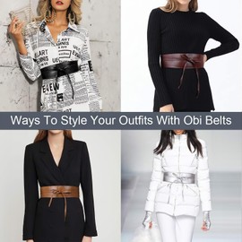 JASGOOD Women Obi Belt Wide Waist Belt Soft Faux Leather Wide Wrap Around Bowknot Ladies Waistband Belts, Brown, Fit Waist Size 31"-36"