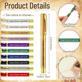 Sayglossy 10 Sets Sister in Christ Christian Gifts Bulk for Women Christmas Christian Secret Sister Ballpoint Pen with Blessing Card Religious Bible Verse Pen for Church Sunday School Teacher