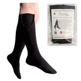 Presadee Hybrid Closed Toe 20-30 mmHg Firm Compression Full Fabric Zipper Socks (Black, 1)