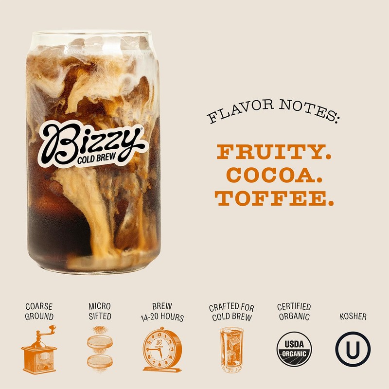 Bizzy Organic Cold Brew Coffee | Breakfast Blend | Coarse