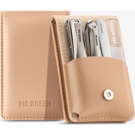 MRGREEN Cortaúñas, Juego Mejorado Antisalpicaduras Para Uñas De Manos Y Pies, Con Lima Y Pinzas, Kit Profesional Y Práctico Para El Cuidado De Las Uñas Con Un Exquisito Estuche De Cuero Para Hombres Y