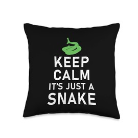 Snake Owner Gifts Keep Calm its just Funny Snake Lover Throw Pillow, 16x16, Multicolor