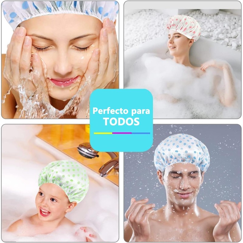 6 Piezas Gorro de Ducha Impermeable, SHUUDAUKO Gorro de Ducha