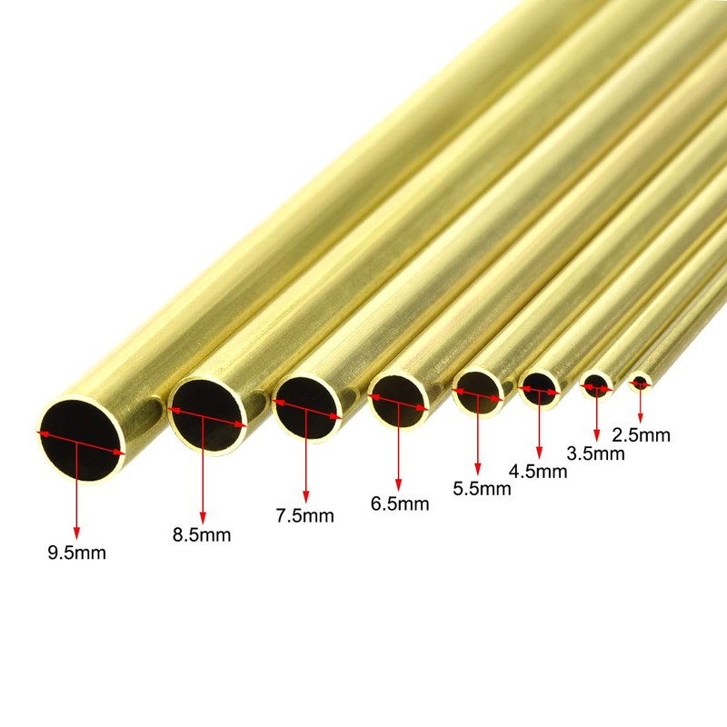 uxcell Brass Tube, 2.5mm 3.5mm 4.5mm 5.5mm 6.5mm 7.5mm 8.5mm