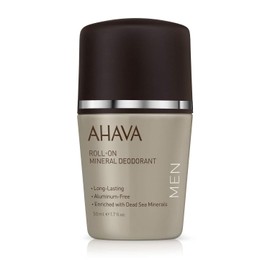 AHAVA Men's Magnesium Rich Roll-On Mineral Deodorant - Reduces Sweat & Odors, Maintains Underarms Dry, Suitable for Sensitive Skin, with Exclusive Osmoter, Bergamot Fruit & Olive Plant, 1.7 Fl Oz