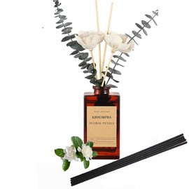 KBHOMFRA Reed Diffuser Set,5.07oz Lime Basil Citrus,Gardenia Scented with Dried Flowers,Home Fragrance Essential Oil,Diffuser Stick for Bedroom Office Décor (Pure White Gardenia, 1)