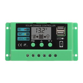Solar Charge Controller PWM Panel Regulator Adjustable LCD Display 12V 24V Green Shell 30A