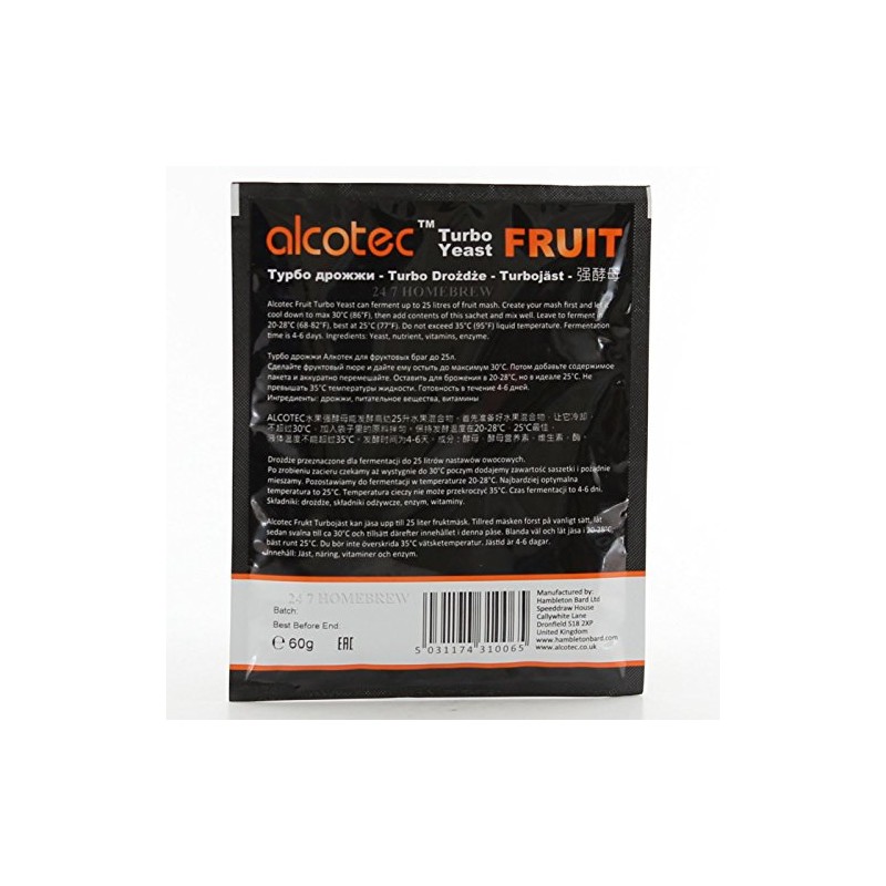 Alcotec 2x Distiller’s Yeast Fruit with Enzyme 60g 25L