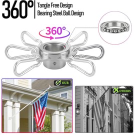 6FT Flag Pole for Outside House with Steel Bearing Rings, White