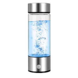 Aqua Vital Hydrogen Water Bottle 2025 Generator 16 oz/470 ml SPE-PEM Ionized H₂ Hydration Bottle USB-C Rechargeable Glass Flask with Auto Shut-Off Portable Sports & Travel Hydrogenated Water Machine