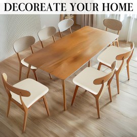 Lufyzora Pu Leather Dining Chair Seat Covers Set of 4, Waterproof Kitchen Chair Covers Stretch Chair Cover for Kitchen/Dining Room/Hotel, Tasteless seat Covers for Chairs (White - 4 PCS)