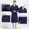 U2SKIIN Mens 100% Cotton Robe Lightweight Knit Bathrobe(Navy Blue, L/XL)
