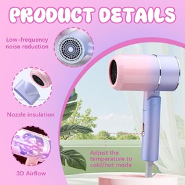 BIZOI Klein Reisefön Lonen, Leicht Haarföhn, Haartrockner Profi Ionen, Ionen Föhn für Alle Haararten, Zuhause, Salons, Reisen, Fitnessstudio, Schlafsäle, Büro, Geschäftsanlässe