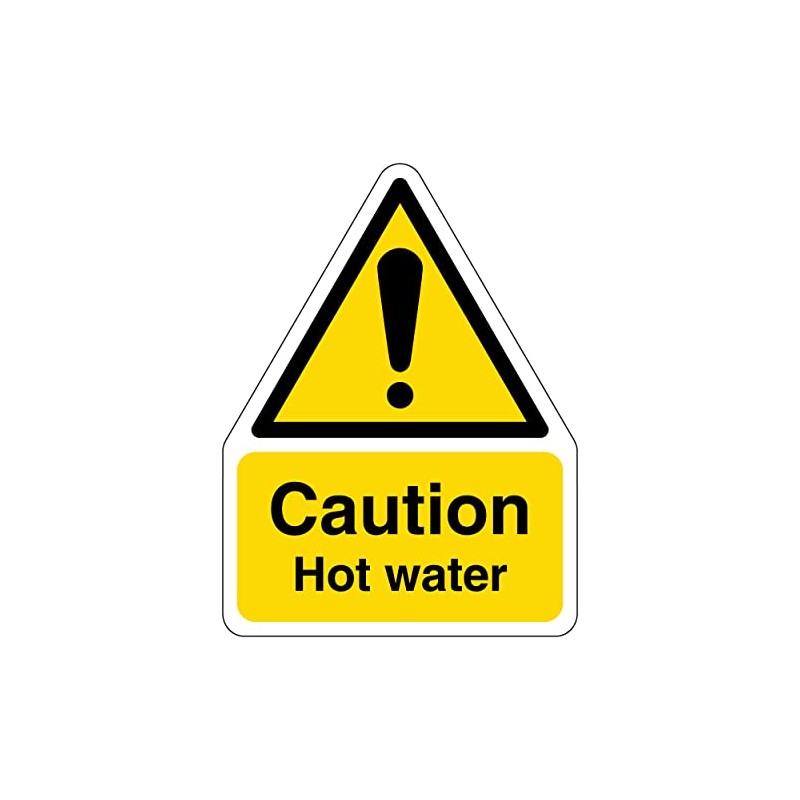 V Safety Shaped Safety Sign - Caution Hot Water -