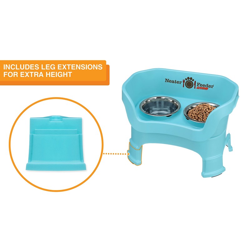 Neater Feeder Deluxe with Leg Extensions (Medium, Aquamarine)