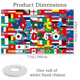 Telón de fondo de la Copa del Mundo 2026, 48 países, bandera internacional, 109 x 180 cm, decoraciones de la Copa Mundial de Fútbol, atmósfera de esta
