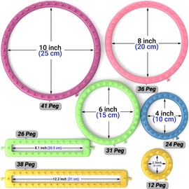 READAEER Knitting Loom Kit with Pompom Maker, Round Knitting Loom for Hat, Rectangular for Blanket Scarf Shawl, Knitting Loom Kit for Beginner