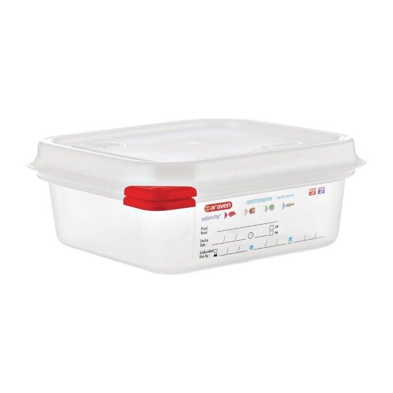 Araven 03350 PP Food Container GN with Lid, 1.1 L,