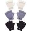 3 Pairs Kids Fingerless Mittens Convertible Flip Top Gloves Children