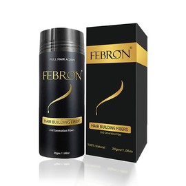 Febron Premium Hair Building Fibers 30g 1.06oz - The Perfect Hair Loss Concealer For Men & Women - Color: Black