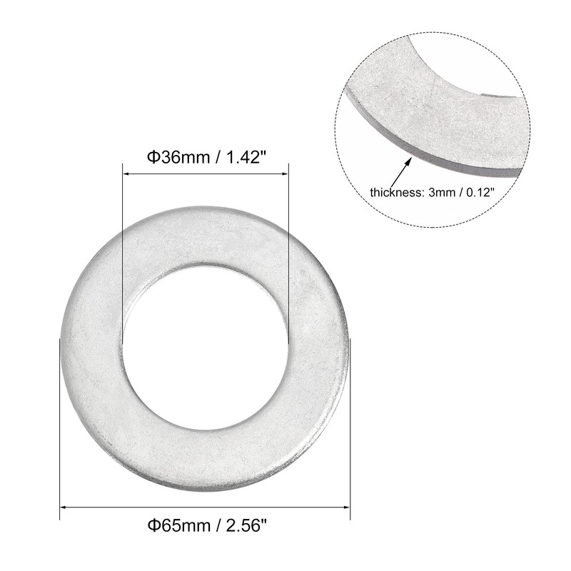sourcing map 65mm x 36mm x 3mm Carbon Steel Flat