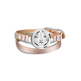 Pulsera Difusora de Aromaterapia, Anti Ansiedad, Medallón de Acero Inoxidable, Pulsera de Cuero Genuino, Regalos para Mujer, Joyería Para Mujer, Regalos Originales Mujer (Mano de fátima beige)