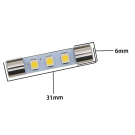 SparkHID 2X 6614F 3-SMD 5050 31mm LED Fuse Visor Vanity Mirror Hyper White Lights F30-WHP