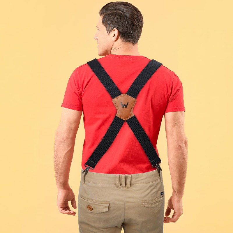 WELKINLAND 1.5In HD Elastic Suspenders, Heavy-Duty Work Suspenders, Comfy Belt