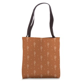 Burnt Orange Rust Desert Cactus Line Art Drawing Pattern Tote Bag
