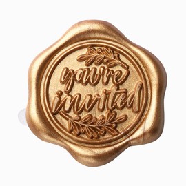 Yoption You're Invited Wax Seal Stickers, 50 Pack Envelope Seal Stickers Envelope Seals Self Adhesive Gold Stickers for Wedding Party Birthday Christmas