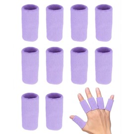 LOZTBUE 10 pezzi Manicotti Elasticizzati Proteggi Dita, Protezioni per le Dita Culle Tutore Dito a Scatto per Pollice per Artrite del Dito Trigger Gonfiore(Viola)