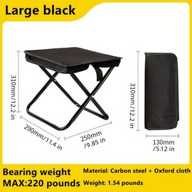 ANNJUN Camping Stool, Portable Folding Stool with Carry Bag,Portable Collapsible Stool for Fishing, Hiking, BBQ, Parties, Outdoor Activities,Folding Small Chair (Black)