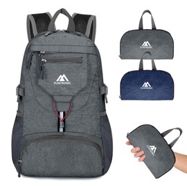 flintronic Lightweight Hiking Backpack, Small, 20L Foldable Backpack, Ultra Light, Unisex Daypack, Outdoor, Waterproof Hiking Backpack for Camping, Outdoor, Hiking, Cycling, gray