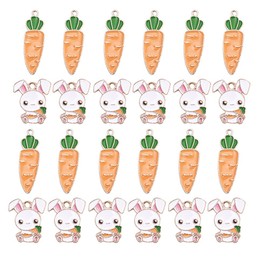 LUOZZY 40 Pcs Easter Rabbit Charms for Jewelry Making Easter Carrot Charms Easter DIY Charms for Earrings Necklace Bracelets, Medium, Alloy, No Gemstone