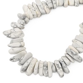 BEADIA Cuentas de piedra de lágrima irregular de howlita blanca natural de 0.4 a 1.2 pulgadas, cuentas sueltas de semipiedras preciosas para hacer joyas de 15 pulgadas/hebra