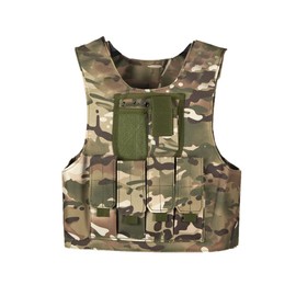 Invenko Kids Tactical Molle Airsoft Vest Outdoor Hunting Paintball Sports Outdoor Gaming Security Gurad Duty Cosplay Soft Vest (Camo-Kid)