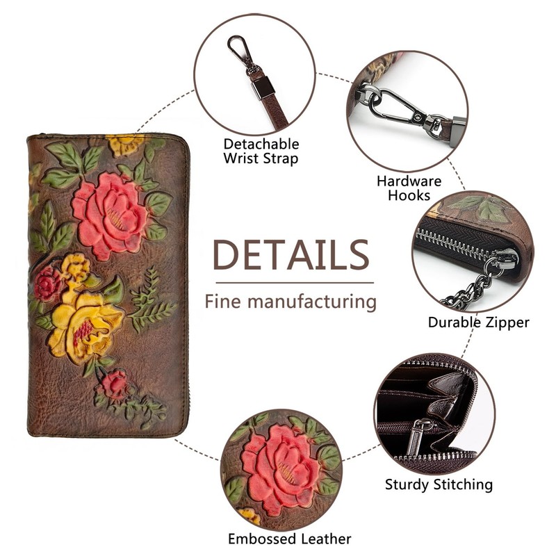 SHARPAD Wallet Genuine Leather for Women - with RFID Blocking