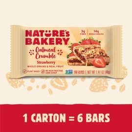 Nature’s Bakery Oatmeal Crumble Bars, Strawberry, Real Fruit, Vegan, Non-GMO, Breakfast Bar, 1 Box With 6 Bars, 6 Count